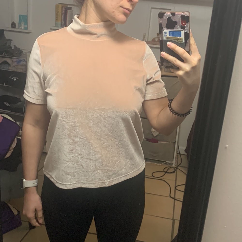 Madewell velour pink mock turtleneck